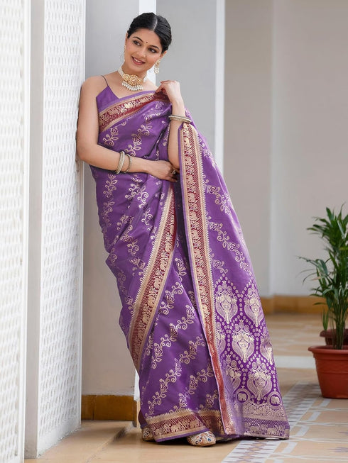 Vasthrlay Weaving Banarasi Maroon Saree
