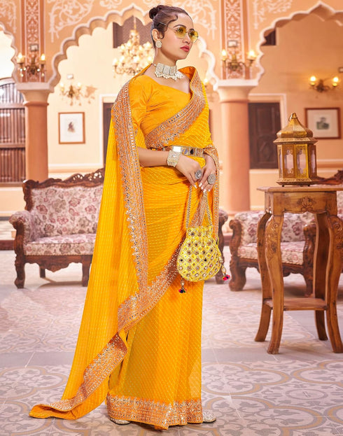 Vasthrlay Embroidery Georgette Unstitched Sky Blue Saree