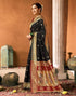 Vasthrlay Paithani Banarasi Black And Red Saree With Unstitched Blouse Piece