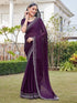 Vasthrlay Womens Scalloped Unstitched Wine Saree