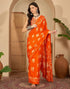 Vasthrlay Womens Printed Unstitched White Saree