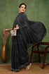 Vasthrlay Fashion Georgette Stripes Navy Ethnic Wear