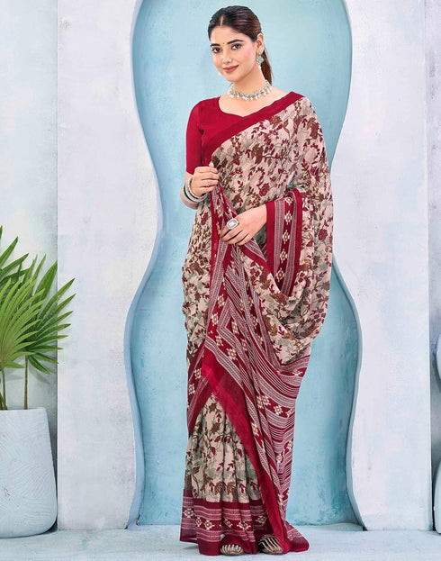 Vasthrlay Georgette Bandhani Unstitched Teal Saree