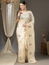 Vasthrlay Embroidered Banarasi Unstitched Cream Ethnic Wear