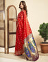 Vasthrlay Paithani Jacquard Unstitched Red Saree