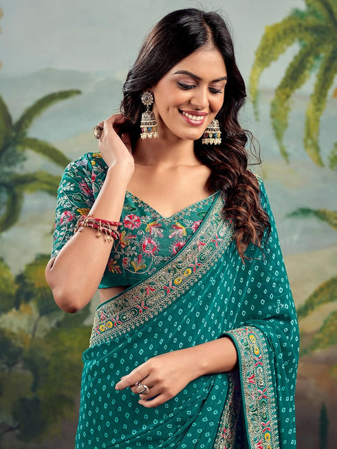 Vasthrlay Georgette Embroidery Rani Saree