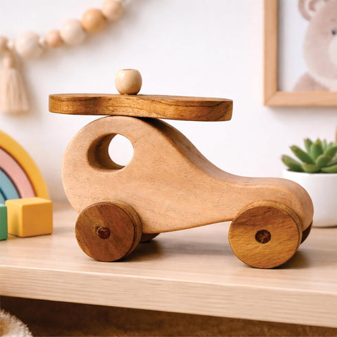 Wooden Helicopter Toy for Kids | Natural Neem Wood Toy