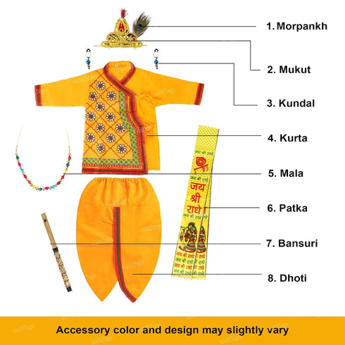 Zest 4 Toyz Kids Krishna Dress Costume for Janmashtami, Kanha Fancy Dress Dhoti Set