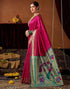 Vasthrlay Womens Paithani Pink And Golden Saree With Unstitched Blouse Piece