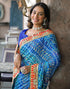 Vasthrlay Bandhani Embroidery Unstitched Pink Saree