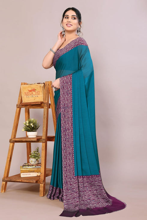 Vasthrlay Fashion Chiffon Georgette Teal Ethnic Wear