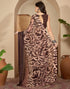 Vasthrlay Printed Georgette Unstitched Brown Saree