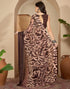 Vasthrlay Printed Georgette Pink Saree With Unstitched Blouse Piece