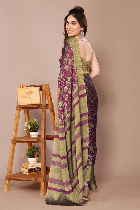 Vasthrlay Fashion Chiffon Printed Navy Ethnic Wear