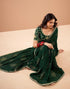 Vasthrlay Georgette Embroidery Unstitched Dark Green Saree