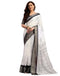 Vasthrlay Womens Printed White And Black Saree With Unstitched Blouse Piece