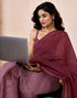Vasthrlay Chanderi Printed Unstitched Off White Saree