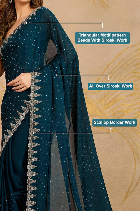 Vasthrlay Siroski Unstitched Morpeach Ethnic Wear