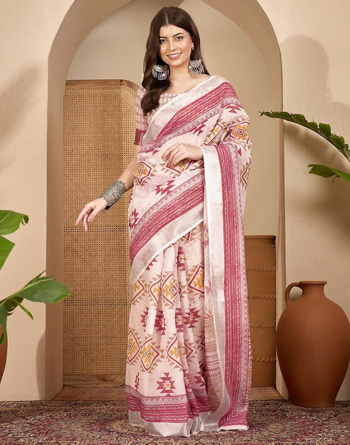 Vasthrlay Womens Printed Unstitched Purple Saree