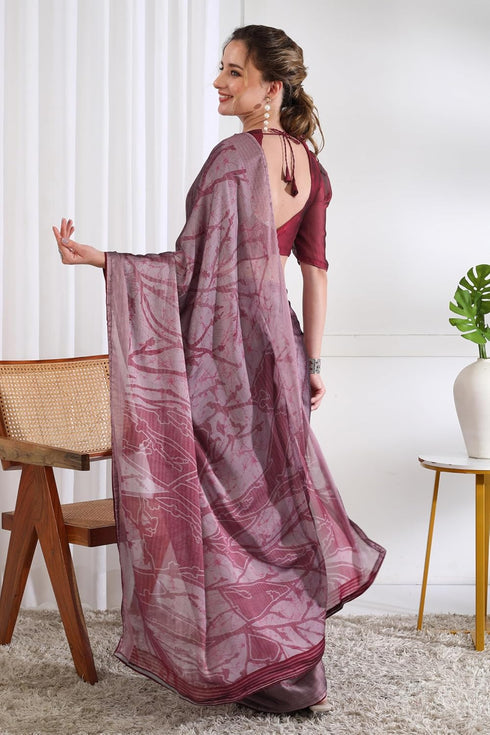 Vasthrlay Fashion Chiffon Geometric Printed Ethnic Wear