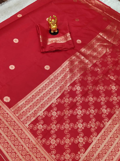 Vasthrlay Kanjivaram Banarasi Wedding Orange Saree