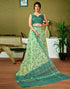 Vasthrlay Chanderi Printed Green And Multi Saree With Unstitched Blouse Piece