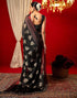 Vasthrlay Chiffon Printed Unstitched Black Saree
