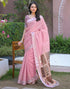 Vasthrlay Womens Printed Unstitched Dark Green Saree