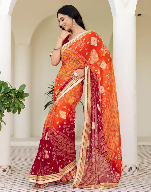 Vasthrlay Georgette Unstitched Multicolor Saree