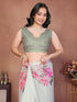 Vasthrlay Off White Digital Print Linen Ready To Wear Saree