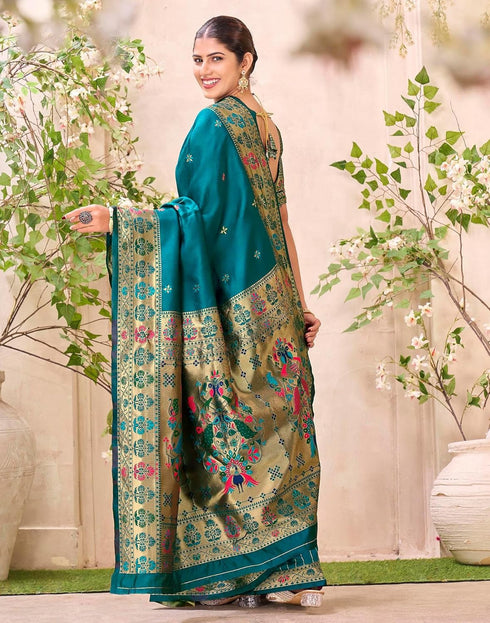 Vasthrlay Weaving Paithani Unstitched Pink Saree