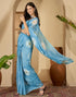 Vasthrlay Georgette Printed Unstitched Blue Saree