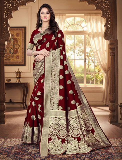 Vasthrlay Banarasi Traditional Unstitched Saree