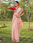 Vasthrlay Womens Printed Unstitched Peach Saree