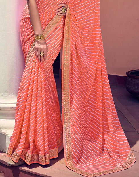 Vasthrlay Georgette Embroidery Unstitched Pink Saree