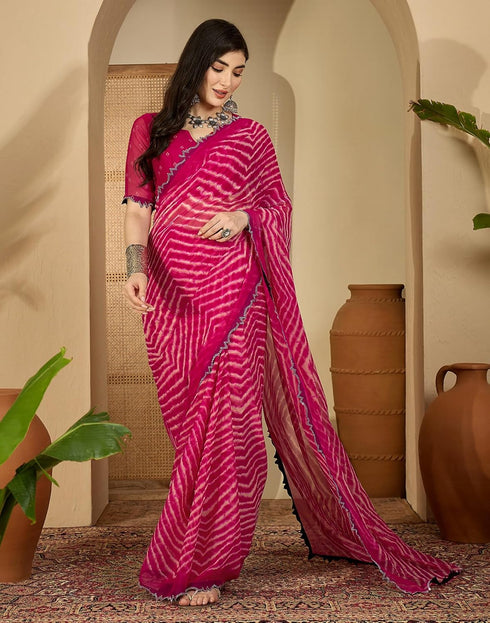 Vasthrlay Georgette Embroidery Unstitched Yellow Saree