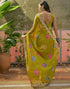 Vasthrlay Scalloped Embroidery Unstitched Lime Green Saree