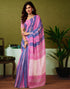 Vasthrlay Chanderi Printed Unstitched Blue Saree