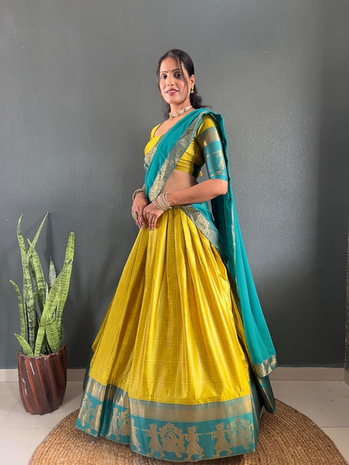 Vasthrlay Traditional Banarasi Contrasting Lemonrama