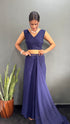 Vasthrlay Navy Blue Georgette Unstitched Saree