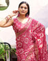 Vasthrlay Chiffon Bandhani Light Pink Saree With Unstitched Blouse Piece