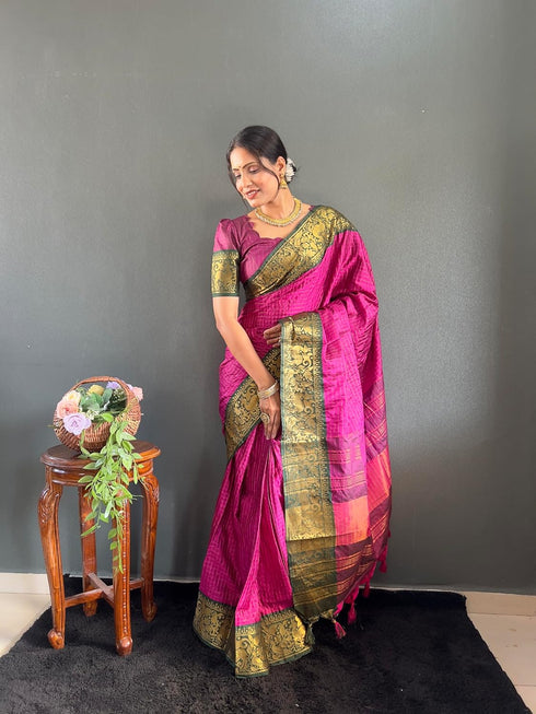 Vasthrlay Kanjivaram Traditional Contrast Included