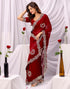 Vasthrlay Chiffon Scalloped Maroon Saree With Unstitched Blouse Piece