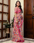 Vasthrlay Womens Printed Pink Saree With Unstitched Blouse Piece