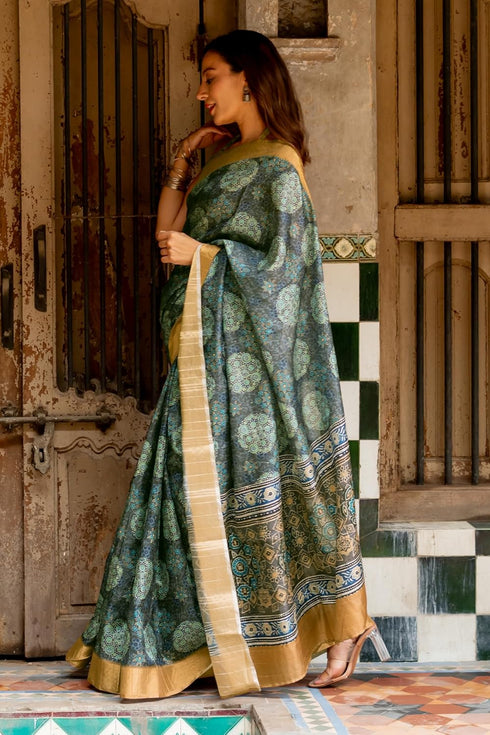 Vasthrlay Fashion Handloom Printed Dusty Ethnic Wear