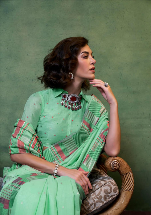 Vasthrlay Kanjivaram Cotton Unstitched Ethnic Wear