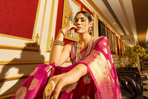 Vasthrlay Women's Organza Designer Unstitched Saree