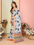 Vasthrlay Brown Printed Unstitched Saree