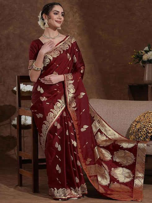 Vasthrlay Shimmer Georgette Mehndi Saree