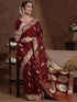 Vasthrlay Womens Weaving Maroon Saree With Unstitched Blouse Piece